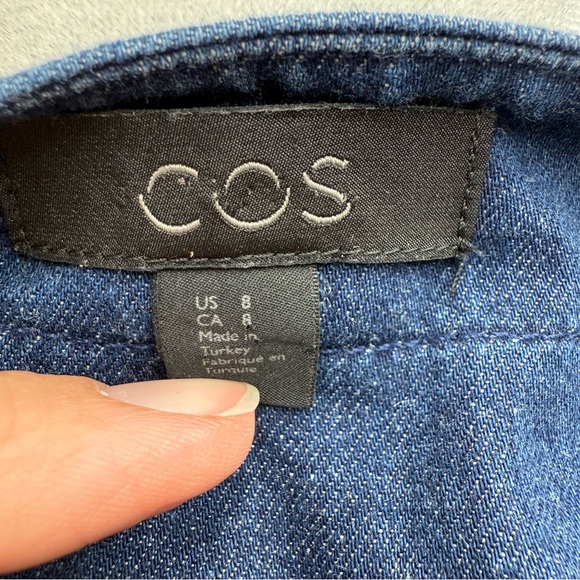 COS Mini Shift Dress Size 8 Denim Long‎ Sleeve Minimalist Clean Basic - Picture 9 of 11